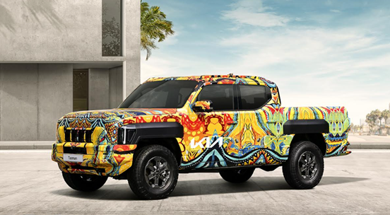 Kia presenta un camuflaje único para la próxima Kia Tasman, fusionando arte y aventura en un diseño inspirado en Tasmania.