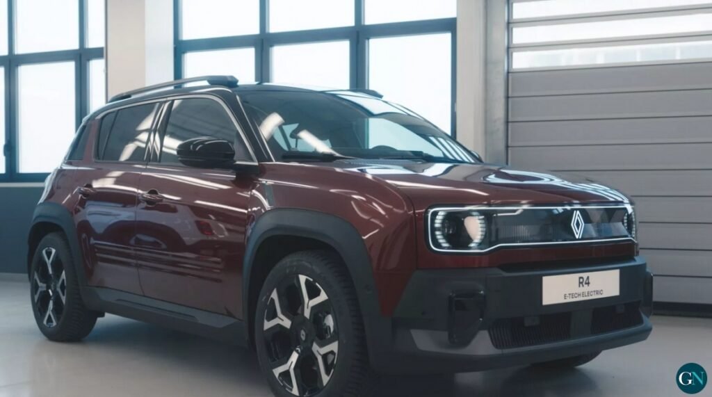 Renault 4 E-Tech eléctrico en línea de producción con aplicación de pintura bitono mediante sistema Jetprint Paint en fábrica de Maubeuge