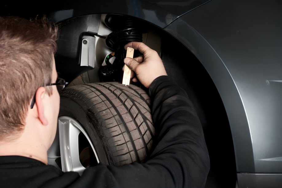 Neumáticos de automóvil mostrando diferentes estados de desgaste y mantenimiento para ilustrar mitos y verdades sobre seguridad vial