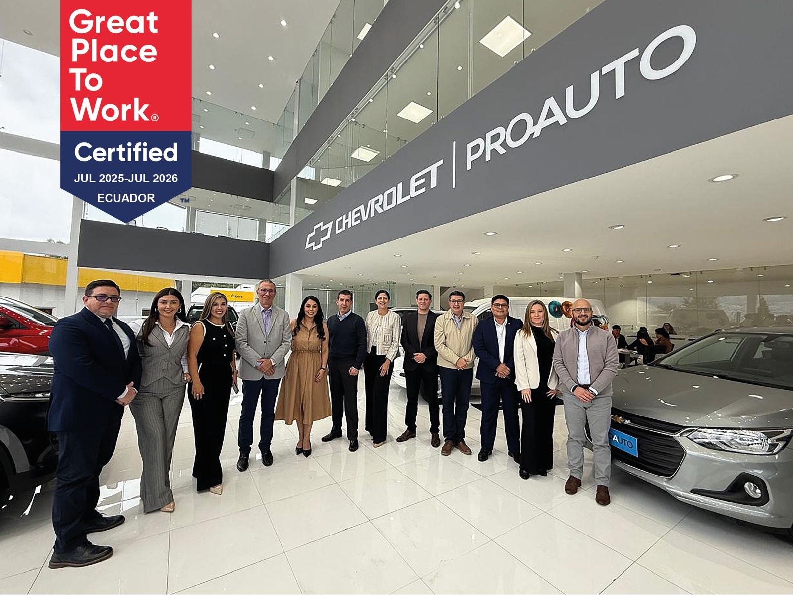 Corporación Proauto recibe certificación Great Place to Work en Ecuador como mejor lugar para trabajar.