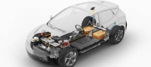 Batería de vehículo eléctrico en proceso de reemplazo, contexto sobre cambiar la batería de un carro eléctrico