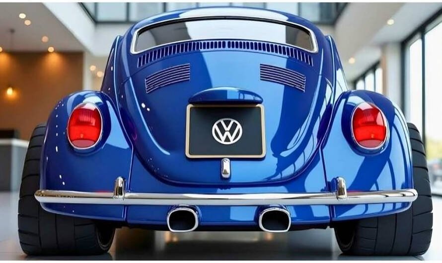 Volkswagen Beetle 2026 eléctrico en color blanco con diseño aerodinámico y faros LED