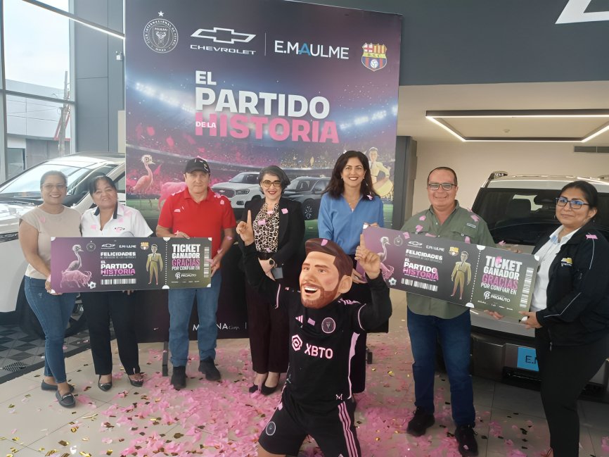 Corporación Proauto premia clientes con entradas partido Inter Miami vs Barcelona Sporting Club en estadio Guayaquil Ecuador 2025