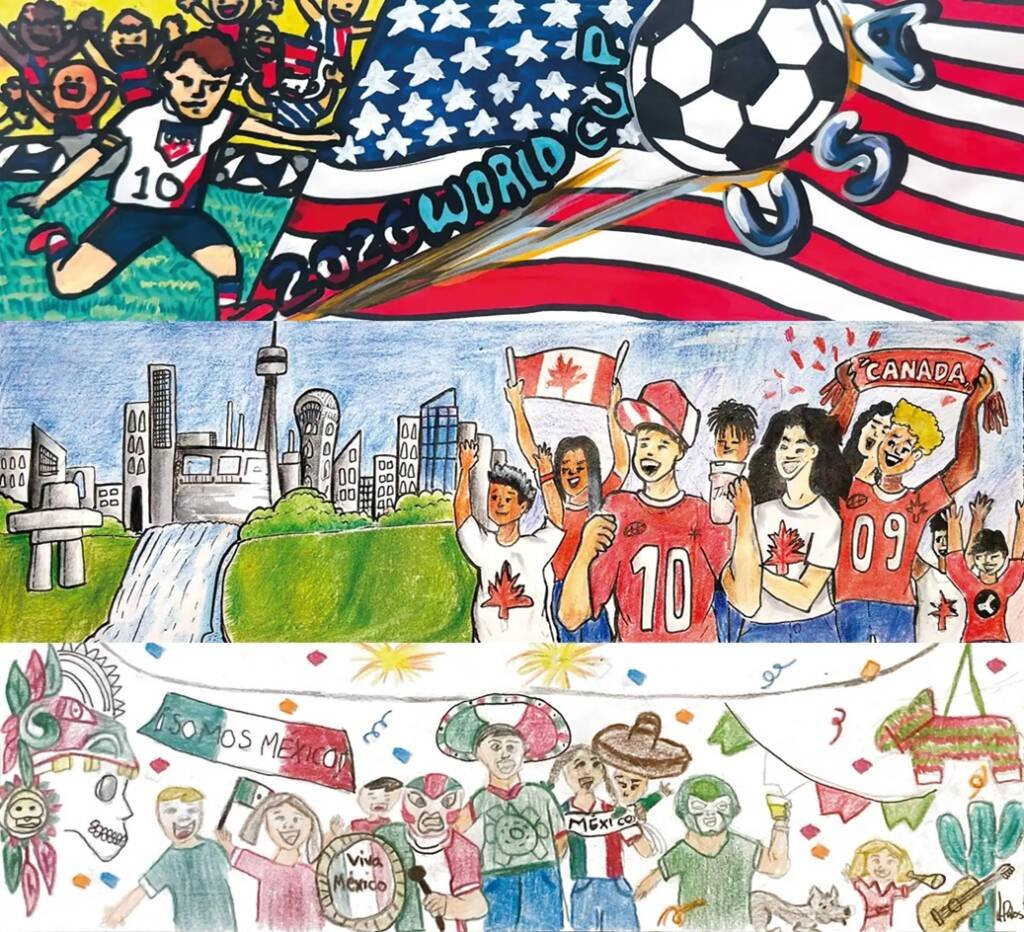 Autobús oficial de la selección nacional decorado con dibujos infantiles de Hyundai para la Copa Mundial de la FIFA 2026™.
