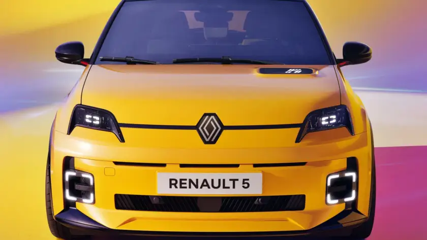 Representación gráfica de las instalaciones de Renault en España, donde se fabricarán coches eléctricos por primera vez en 75 años, con elementos que simbolizan tecnología y sostenibilidad.