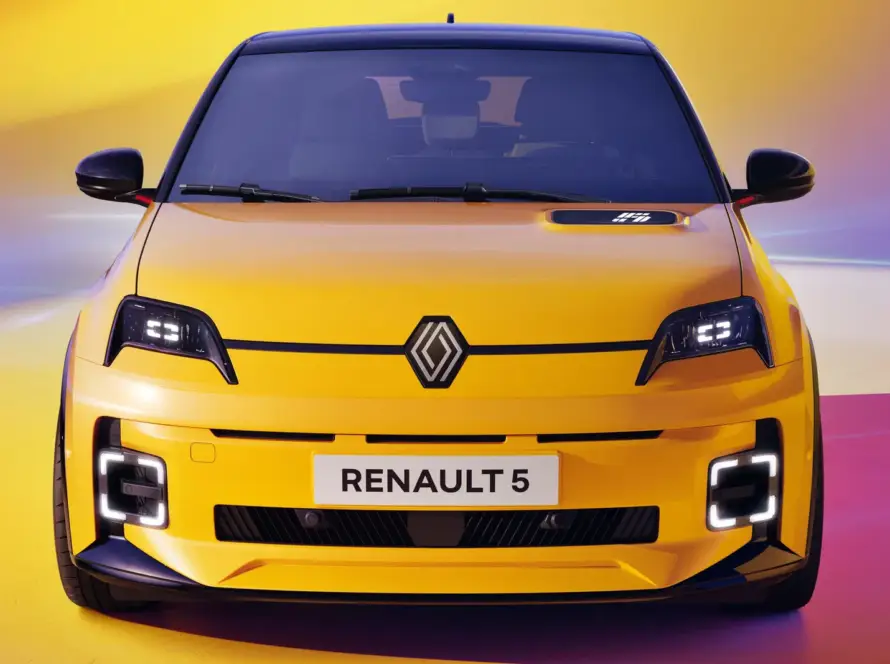 Representación gráfica de las instalaciones de Renault en España, donde se fabricarán coches eléctricos por primera vez en 75 años, con elementos que simbolizan tecnología y sostenibilidad.