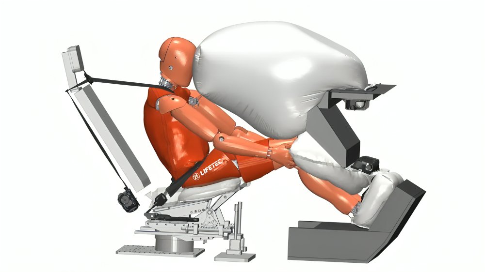 Diagrama de cuatro airbags para asientos reclinados desarrollados por ZF Lifetec en 2026