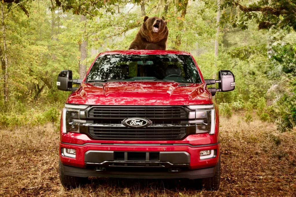 Ford F-150 y su sistema de seguridad siendo probados frente a un oso Kodiak de 400 kilos