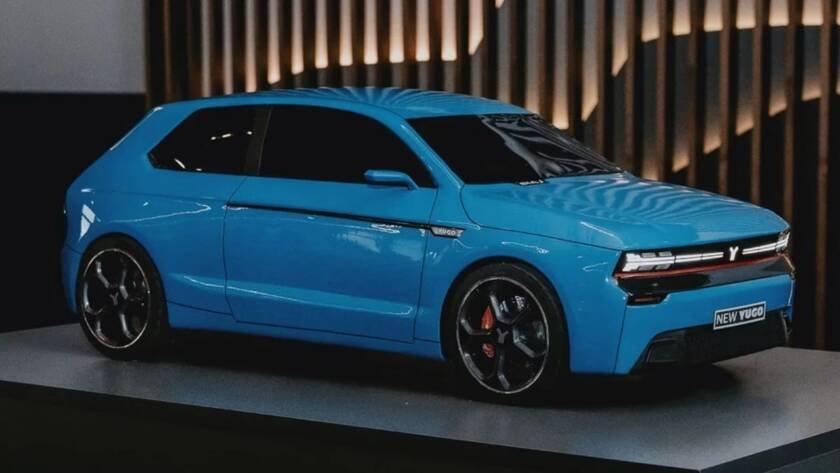 Maqueta oficial del nuevo Yugo, vehículo económico que llegará al mercado en 2027 con diseño inspirado en los años 80