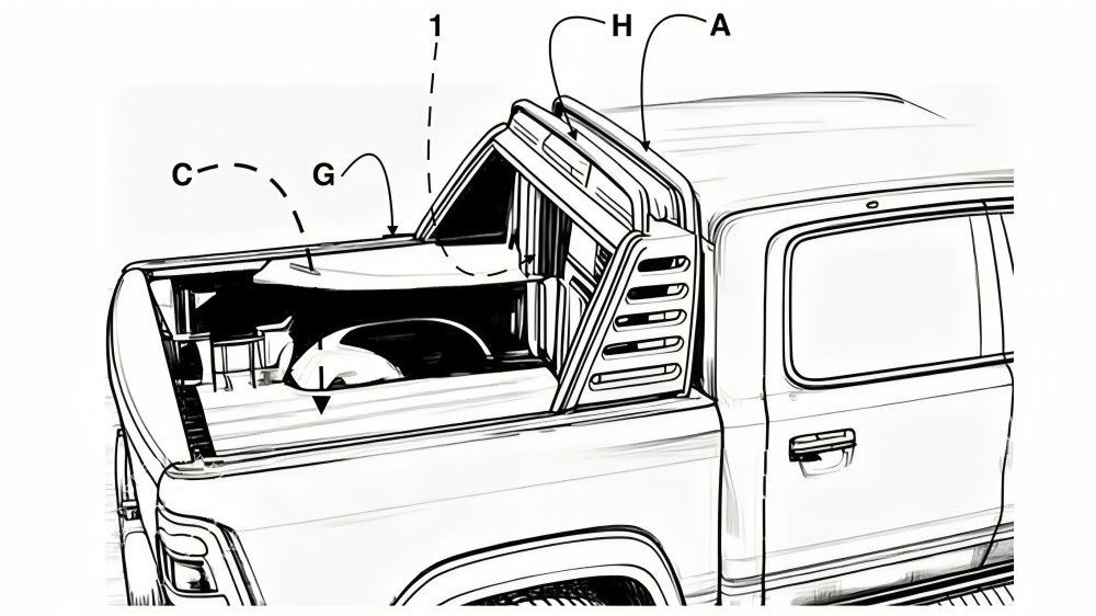 Stellantis patenta una capota plegable para camionetas Ram que se transforma en techo rígido mediante un panel articulado.