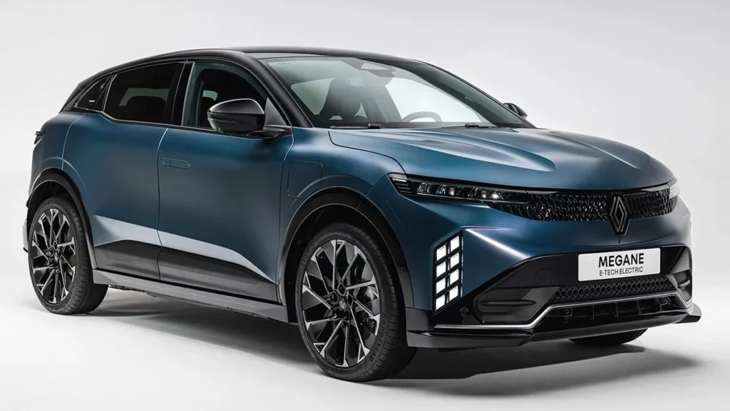 Frontal del nuevo crossover eléctrico Renault Megane E-Tech 2026 en París